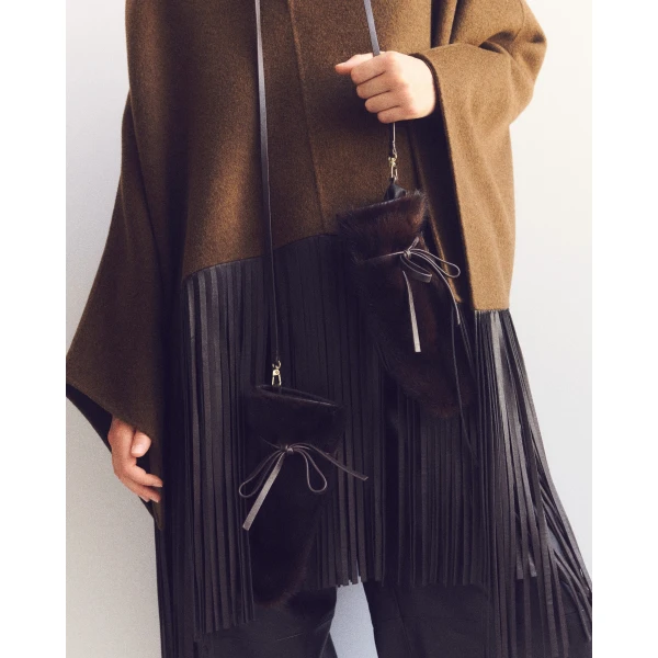 Yves Salomon Mink Fur and Leather Mittens in Brown | Gloves | Coveti