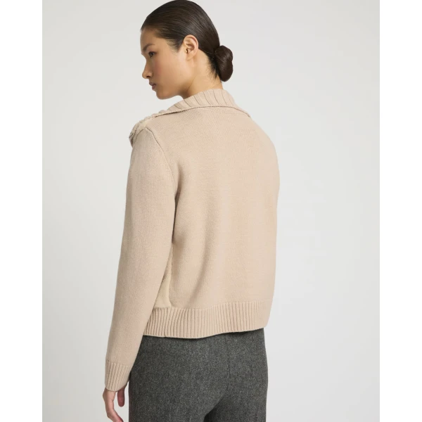 Yves Salomon Mink Fur and Merino Knit Jacket in Beige | Mink Jacket | Coveti