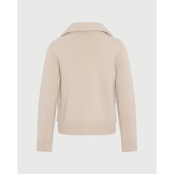 Yves Salomon Mink Fur and Merino Knit Jacket in Beige | Mink Jacket | Coveti