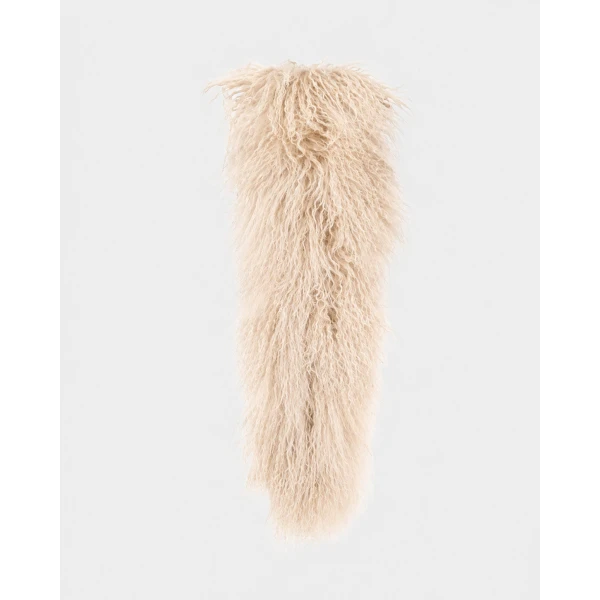 Yves Salomon Mongolian Shearling Scarf in Beige | Scarves | Coveti