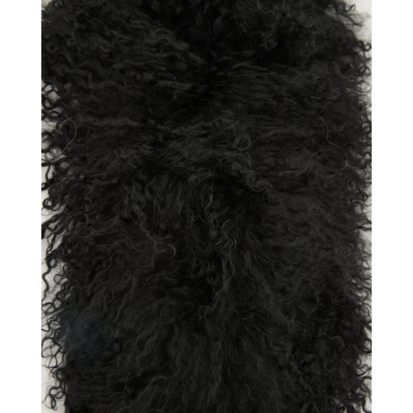 Yves Salomon Mongolian Shearling Scarf in Black | Scarves | Coveti