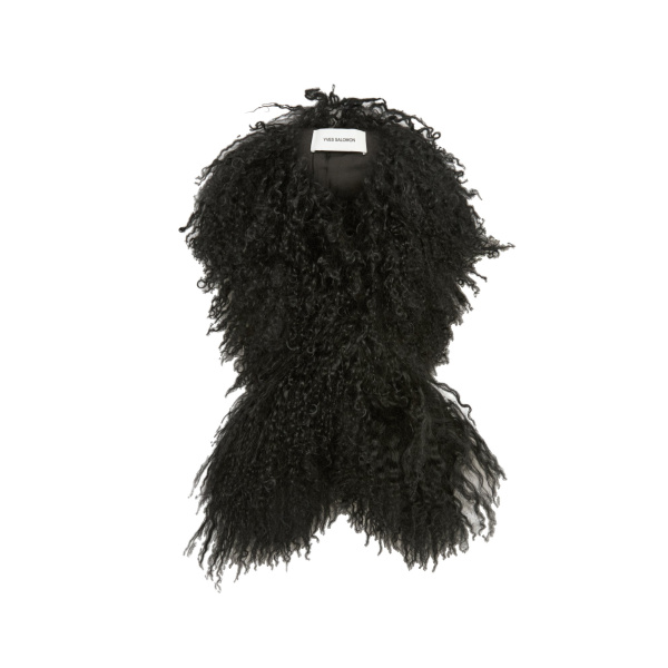 Yves Salomon Mongolian Shearling Scarf in Black | Scarves | Coveti