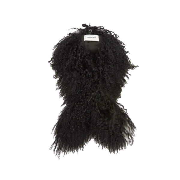 Yves Salomon Mongolian Shearling Scarf in Black | Scarves | Coveti