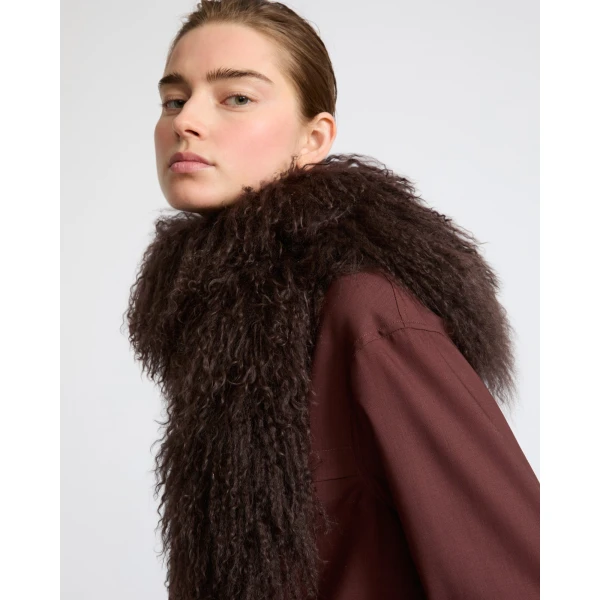Yves Salomon Mongolian Shearling Scarf in Brown | Scarves | Coveti