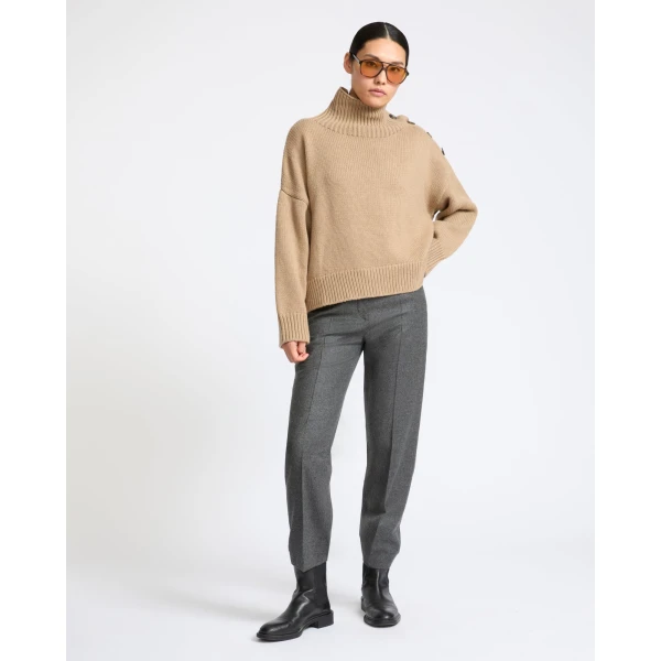 Yves Salomon Oversized Cashmere Wool Knit Jumper in Beige | Sweaters | Coveti