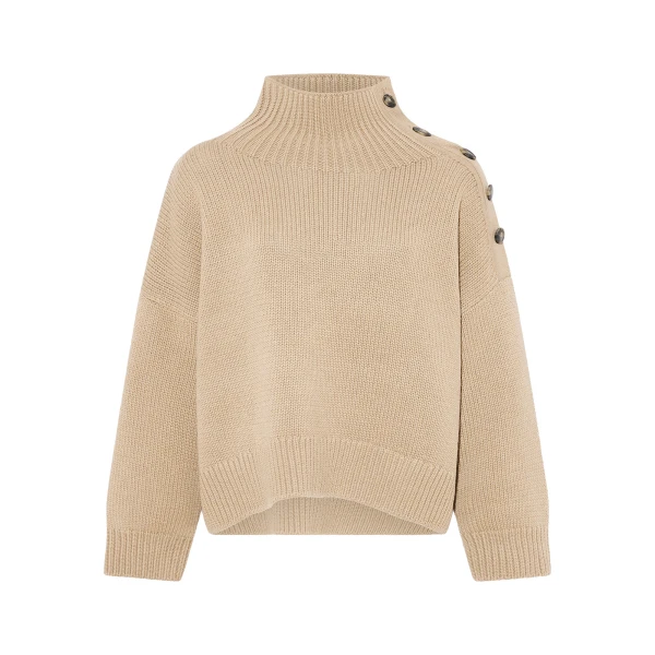 Yves Salomon Oversized Cashmere Wool Knit Jumper in Beige | Women | Coveti