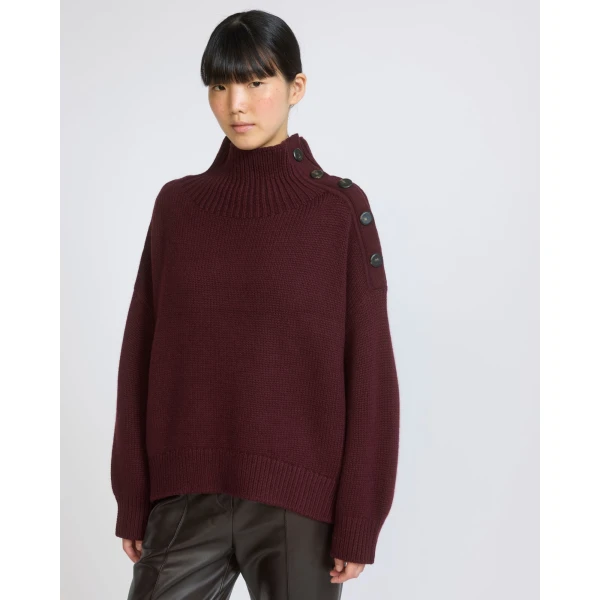 Yves Salomon Oversized Cashmere Wool Knit Jumper in Bordeaux | Sweaters | Coveti