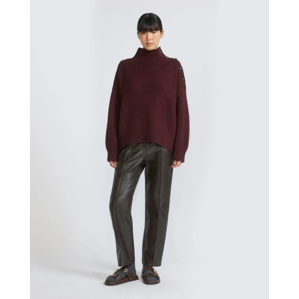 Yves Salomon Oversized Cashmere Wool Knit Jumper in Bordeaux | Sweaters | Coveti