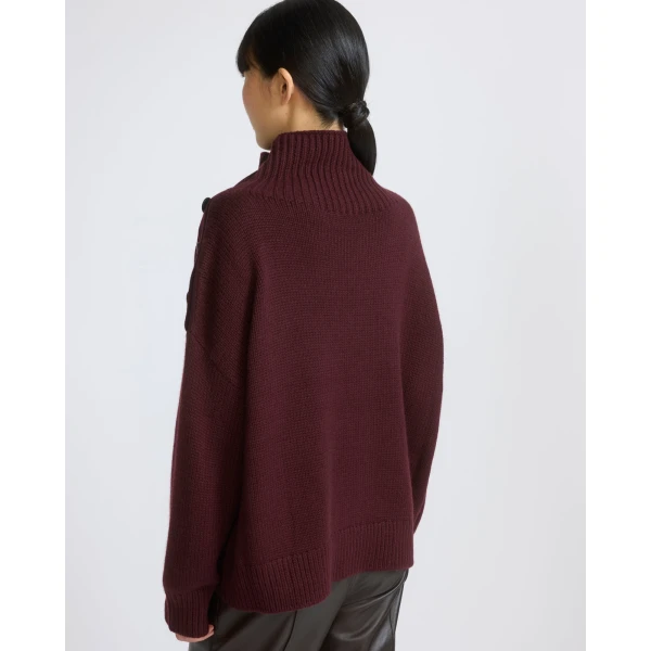 Yves Salomon Oversized Cashmere Wool Knit Jumper in Bordeaux | Sweaters | Coveti