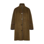 Yves Salomon Oversized Double-Faced Wool Cashmere Coat in Brown | Wool Coat | Coveti