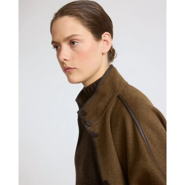 Yves Salomon Oversized Double-Faced Wool Cashmere Coat in Brown | Wool Coat | Coveti