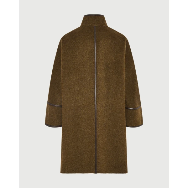 Yves Salomon Oversized Double-Faced Wool Cashmere Coat in Brown | Wool Coat | Coveti