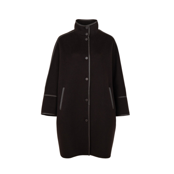 Yves Salomon Oversized Double-Faced Wool Cashmere Coat in Brown | Wool Coat | Coveti