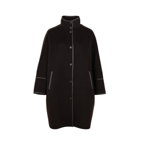 Yves Salomon Oversized Double-Faced Wool Cashmere Coat in Brown | Wool Coat | Coveti