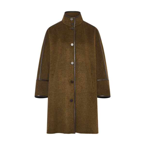 Yves Salomon Oversized Double-Faced Wool Cashmere Coat in Brown | Wool Coat | Coveti