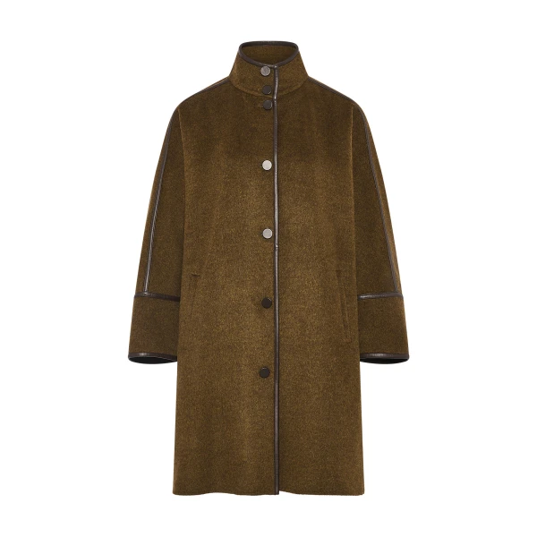 Yves Salomon Oversized Double-Faced Wool Cashmere Coat in Brown | Wool Coat | Coveti
