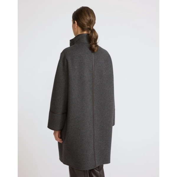 Yves Salomon Oversized Double-Faced Wool Cashmere Coat in Grey | Wool Coat | Coveti