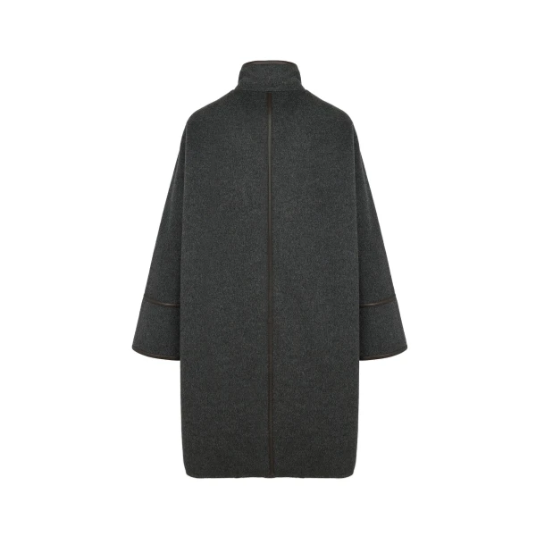 Oversized Double-Faced Wool Cashmere Coat in Grey