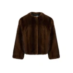 Yves Salomon Oversized Long-Haired Mink Fur Jacket in Brown | Mink Jacket | Coveti