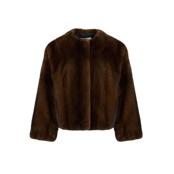 Oversized Long-Haired Mink Fur Jacket in Brown