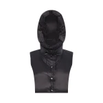 Yves Salomon Padded Hood Bib in Water-Repellent Technical Fabric in Black | Women | Coveti