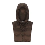 Yves Salomon Padded Hood Bib in Water-Repellent Technical Fabric in Brown | Women | Coveti