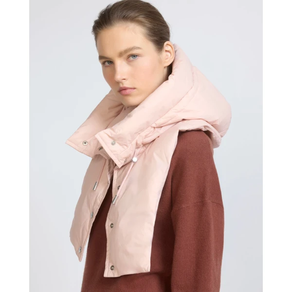 Yves Salomon Padded Hood Bib in Water-Repellent Technical Fabric in Pink | Hats | Coveti