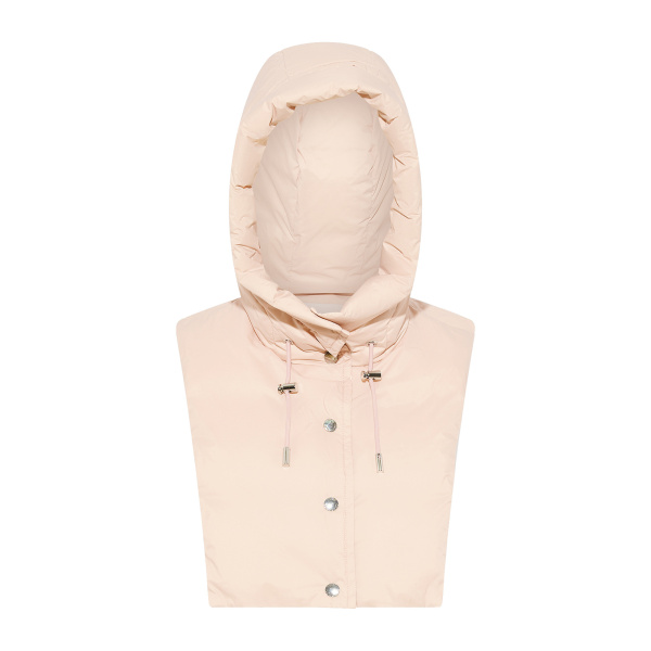 Yves Salomon Padded Hood Bib in Water-Repellent Technical Fabric in Pink | Women | Coveti