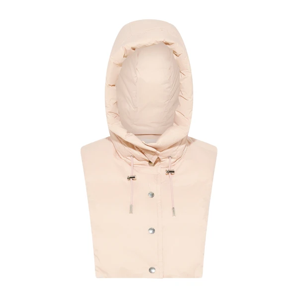 Yves Salomon Padded Hood Bib in Water-Repellent Technical Fabric in Pink | Women | Coveti