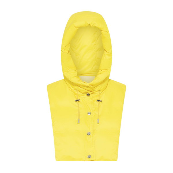 Yves Salomon Padded Hood Bib in Water-Repellent Technical Fabric in Yellow | Women | Coveti