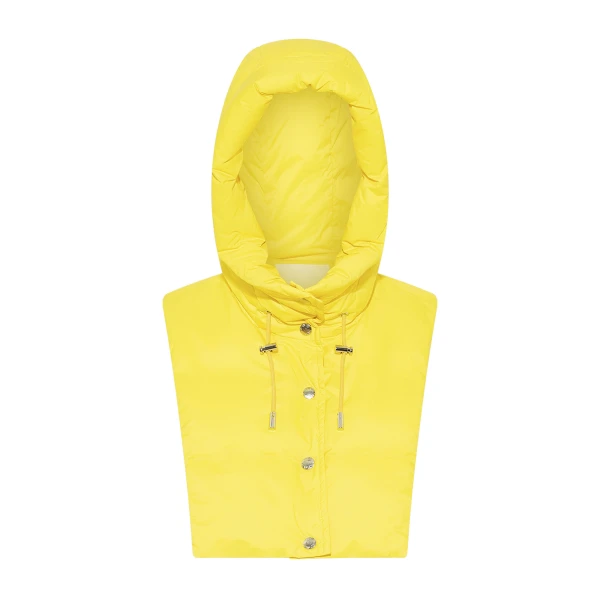 Padded Hood Bib in Water-Repellent Technical Fabric in Yellow