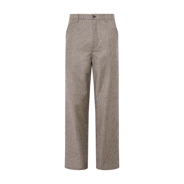 Printed Loro Piana Wool and Cashmere Flannel Trousers in Beige Houndstooth