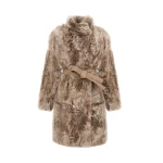 Yves Salomon Reversible Belted Coat in Toscana Lambskin in Camel | Women | Coveti