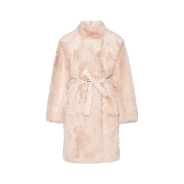 Yves Salomon Reversible Belted Coat in Toscana Lambskin in Pink | Women | Coveti