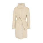 Yves Salomon Reversible Belted Coat in Toscana Lambskin in White | Shearling Coat | Coveti