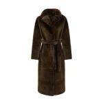 Yves Salomon Reversible Belted Long Shearling Coat in Brown | Women | Coveti