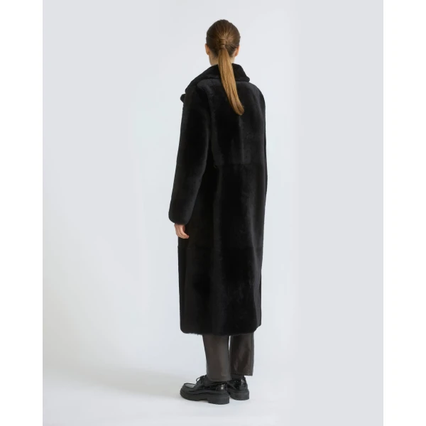 Yves Salomon Reversible Belted Long Shearling Coat in Brown | Shearling Coat | Coveti