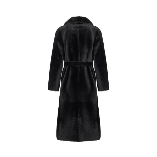 Yves Salomon Reversible Belted Long Shearling Coat in Brown | Women | Coveti