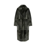 Yves Salomon Reversible Belted Long Shearling Coat in Dark Green | Women | Coveti