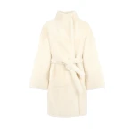 Yves Salomon Reversible Combed Lambskin Shearling Coat in White | Shearling Coat | Coveti