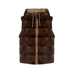 Yves Salomon Reversible Flannel and Mink Fur Sleeveless Gilet in Camel | Vests | Coveti