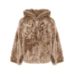 Yves Salomon Reversible Hooded Toscana Lambskin Shearling Jacket in Camel | Shearling Jackets | Coveti