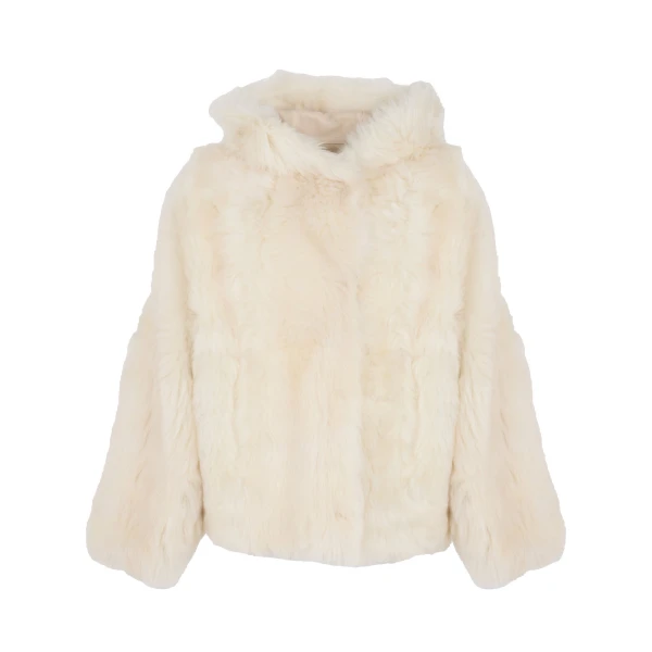 Yves Salomon Reversible Hooded Toscana Lambskin Shearling Jacket in White | Shearling Jackets | Coveti