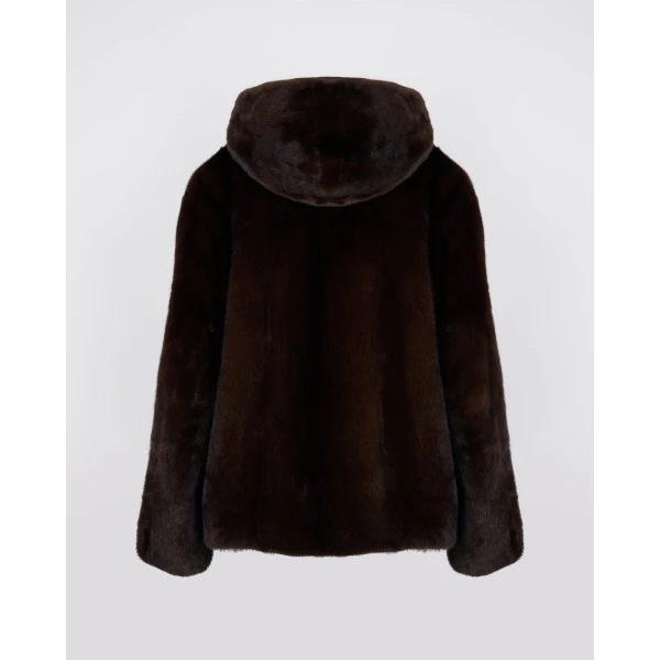 Yves Salomon Reversible Long-Haired Mink and Technical Fabric Hooded Jacket in Dark Brown and Mahogany | Men's Jackets | Coveti