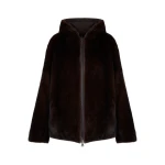 Yves Salomon Reversible Long-Haired Mink and Technical Fabric Hooded Jacket in Dark Brown and Mahogany | Men Jackets | Coveti