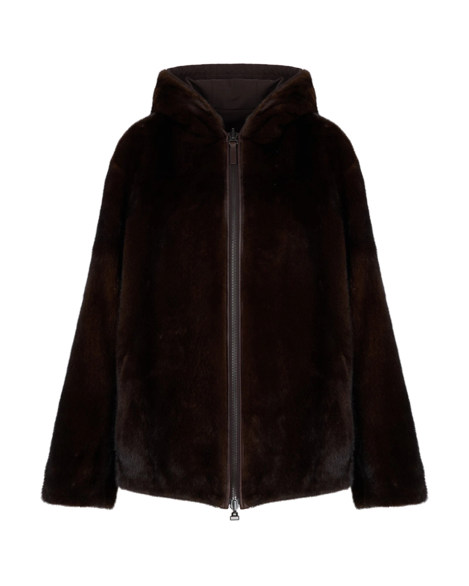 Yves Salomon Reversible Long-Haired Mink and Technical Fabric Hooded Jacket in Dark Brown and Mahogany Yves Salomon Reversible Long-Haired Mink and Technical Fabric Hooded Jacket in Dark Brown and Mahogany | Men Jackets | Coveti