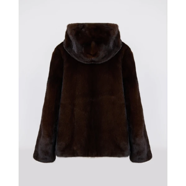 Yves Salomon Reversible Long-Haired Mink and Technical Fabric Hooded Jacket in Green and Mahogany | Men's Jackets | Coveti