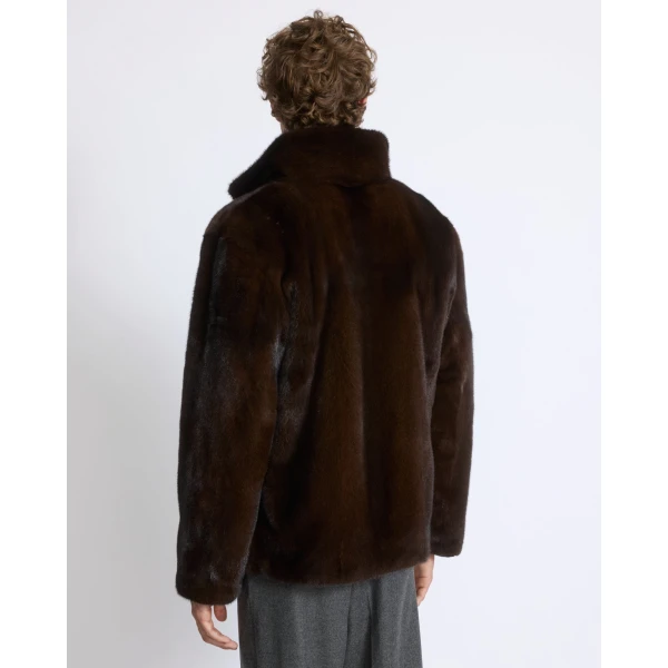 Yves Salomon Reversible Long-Haired Mink and Technical Fabric Jacket in Black and Mahogany | Men's Jackets | Coveti