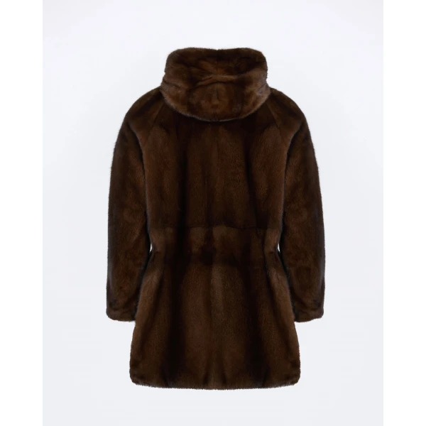 Yves Salomon Reversible Long-Haired Mink and Technical Fabric Parka in Black and Mahogany | Men's Coats | Coveti