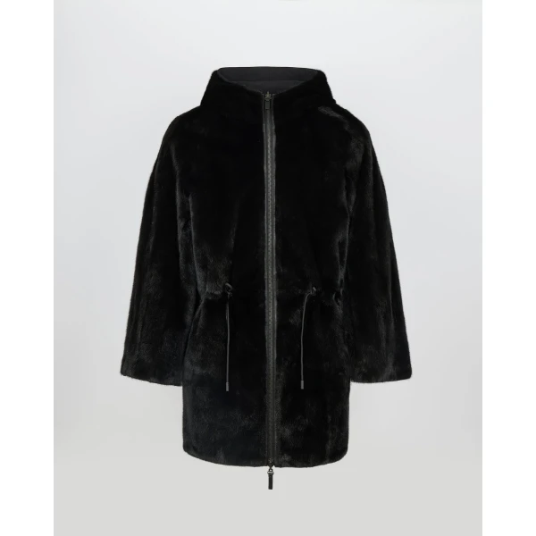 Yves Salomon Reversible Long-Haired Mink and Technical Fabric Parka in Black | Men's Coats | Coveti
